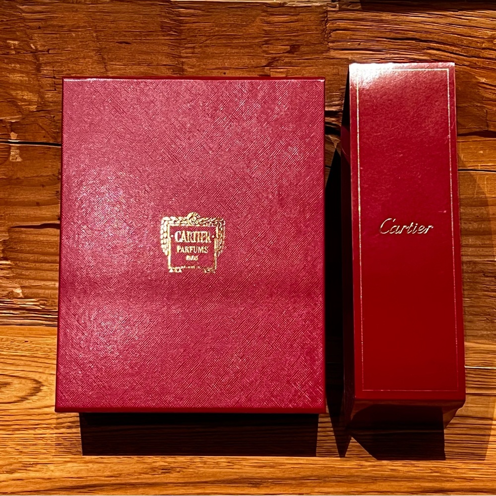 CARTIER Red Gift Box w/ Collar – “PARFUMS Paris” – Textured, 7 x 8 x 4, NEW